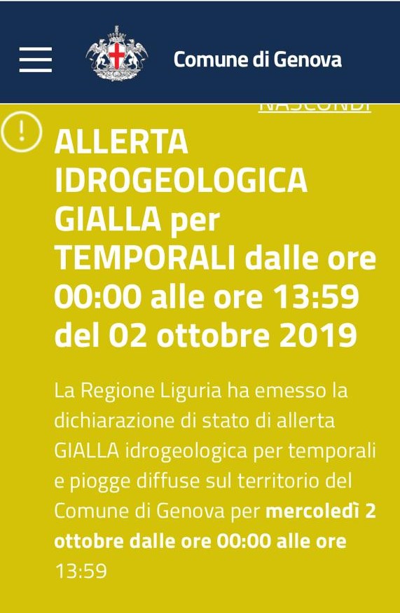 Allerta gialla: temporali previsti a Genova